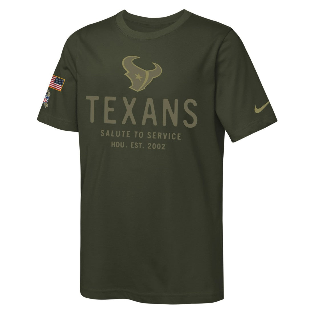 Houston Texans Youth 2025 Salute to Service Sideline Dri-FIT T-Shirt Olive