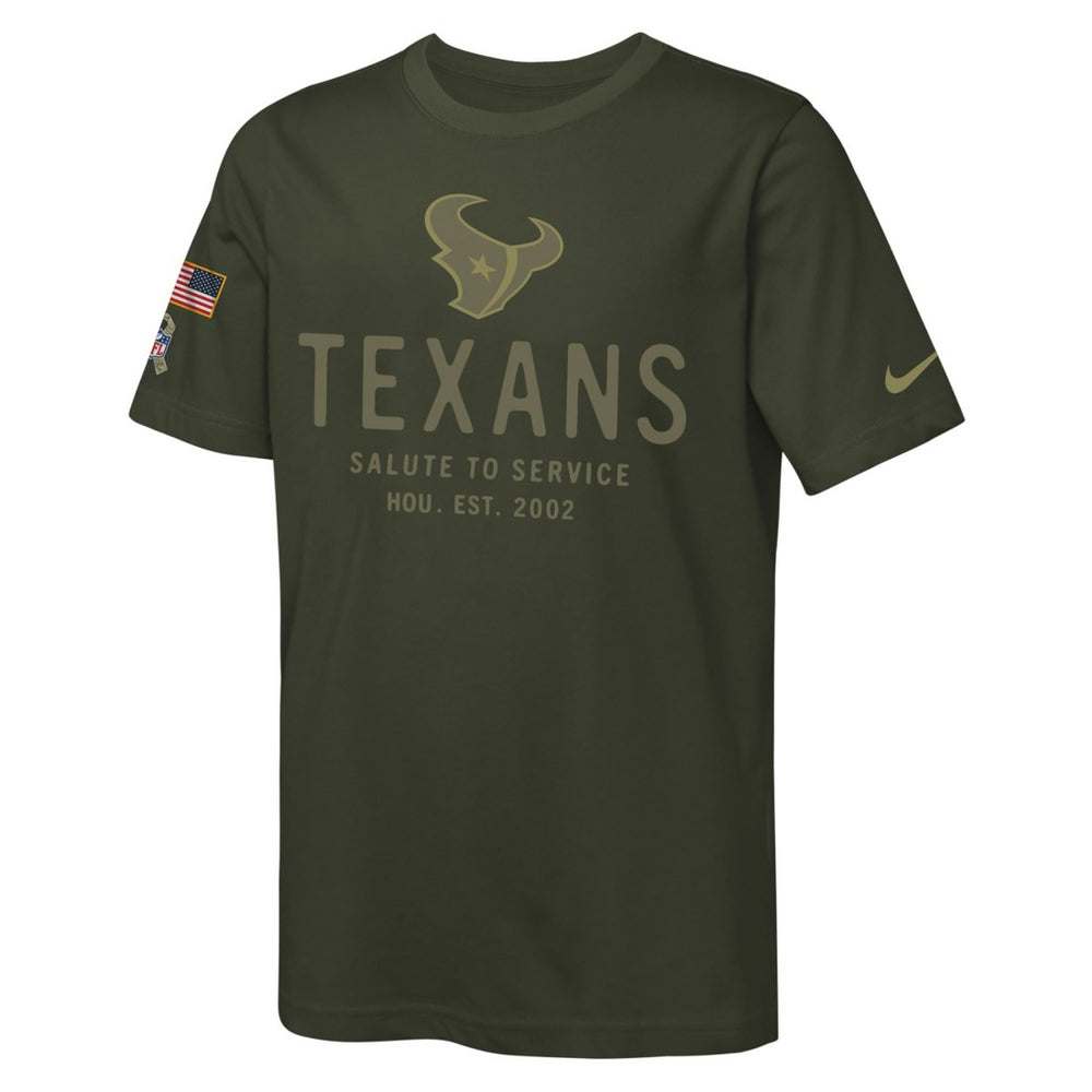 Houston Texans Youth 2025 Salute to Service Sideline Dri-FIT T-Shirt Olive