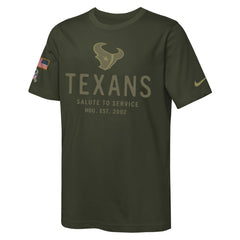 Houston Texans Youth 2025 Salute to Service Sideline Dri-FIT T-Shirt Olive