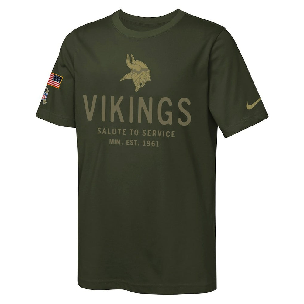 Minnesota Vikings Youth 2025 Salute to Service Sideline Dri-FIT T-Shirt Olive