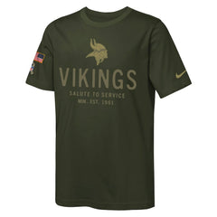 Minnesota Vikings Youth 2025 Salute to Service Sideline Dri-FIT T-Shirt Olive