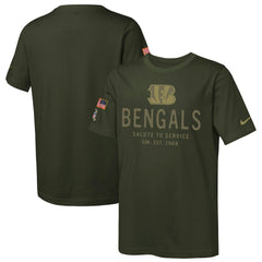 Cincinnati Bengals Youth 2025 Salute to Service Sideline Dri-FIT T-Shirt Olive