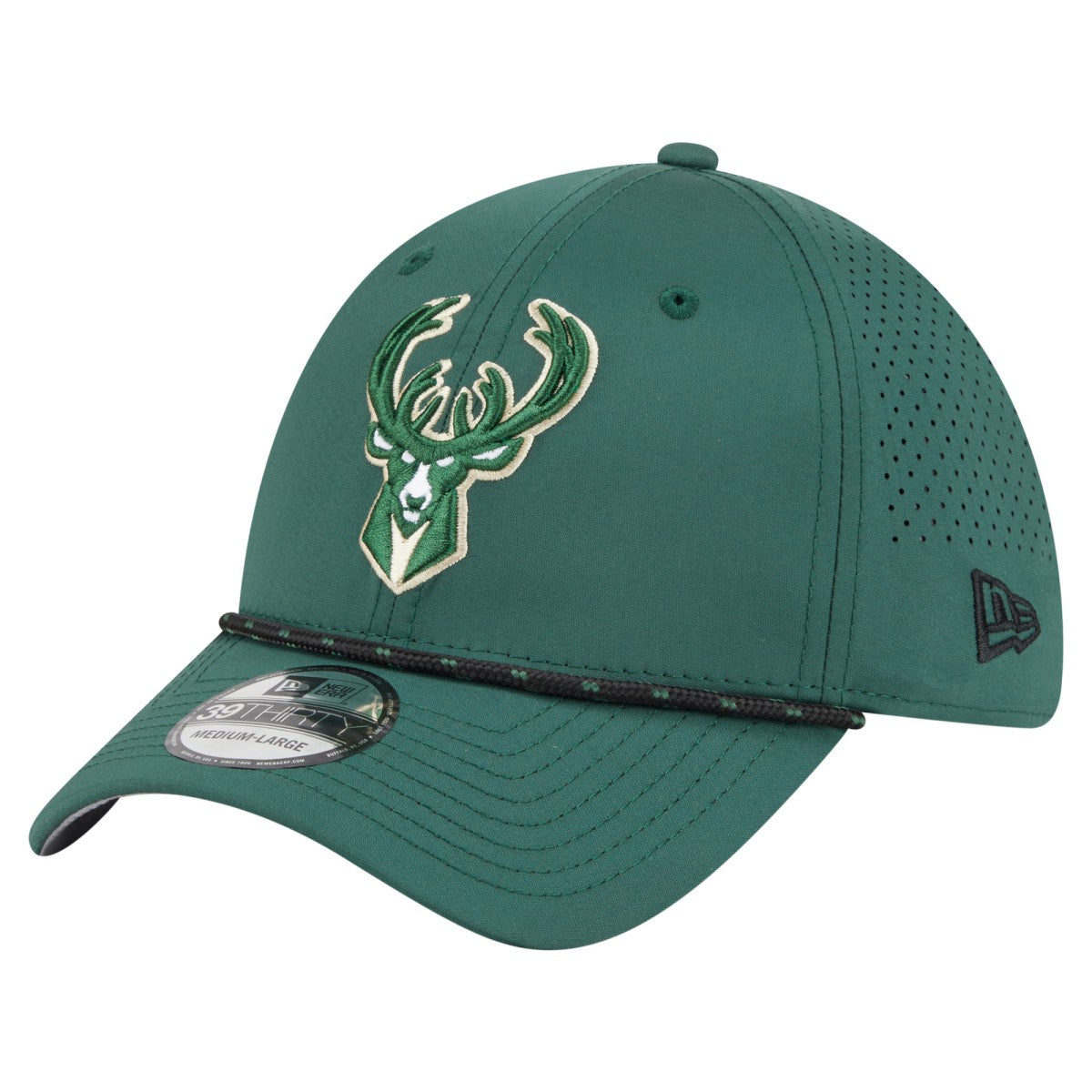 Milwaukee Bucks Featherweight Poly Rope Flex 39Thirty Hat Hunter Green