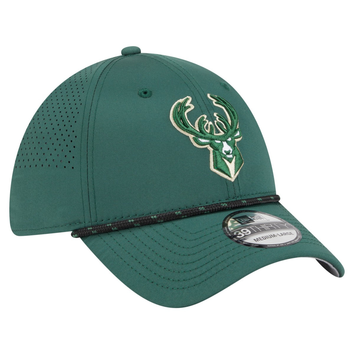 Milwaukee Bucks Featherweight Poly Rope Flex 39Thirty Hat Hunter Green