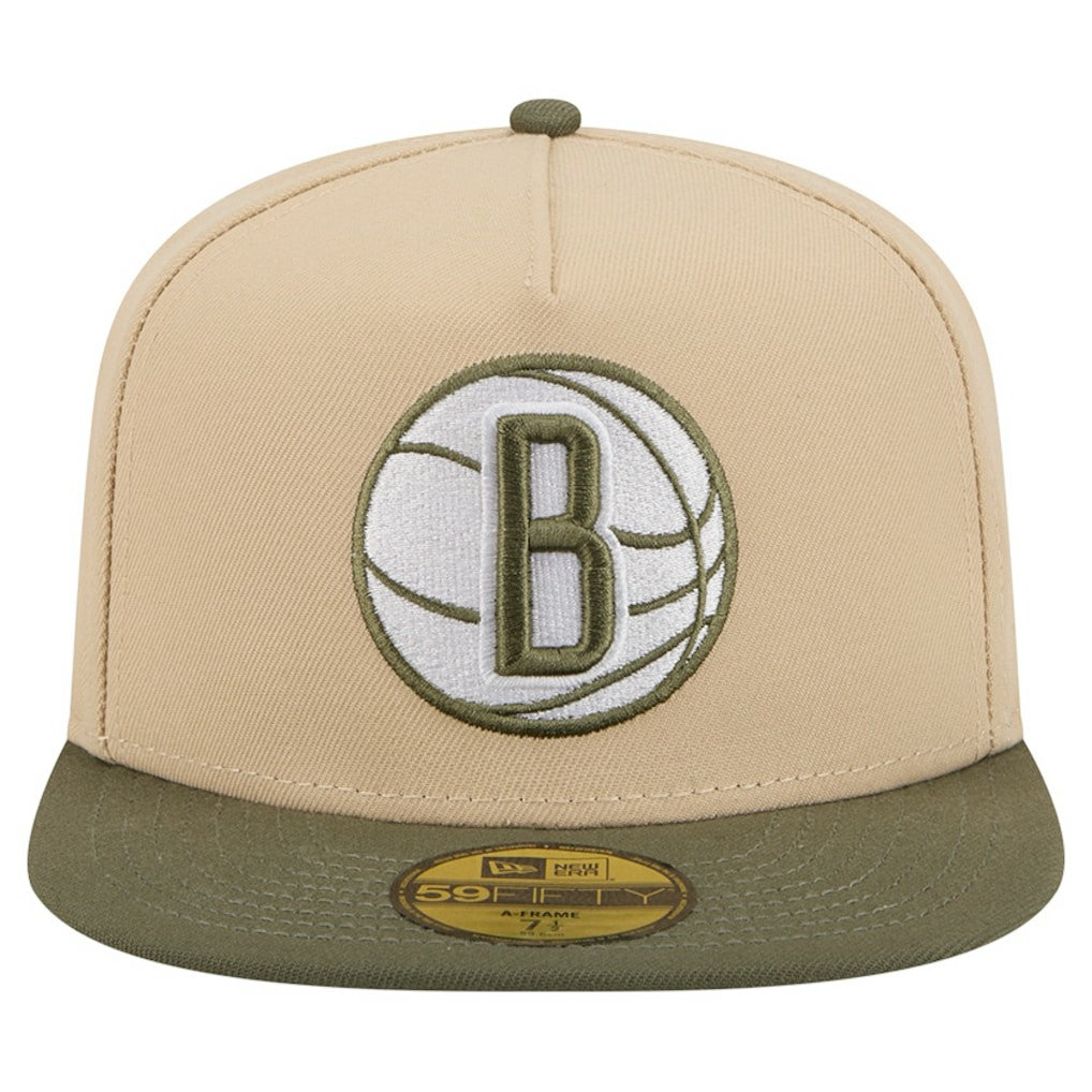 Brooklyn Nets Color Pack Two-Tone 59FIFTY A-Frame Fitted Hat Tan