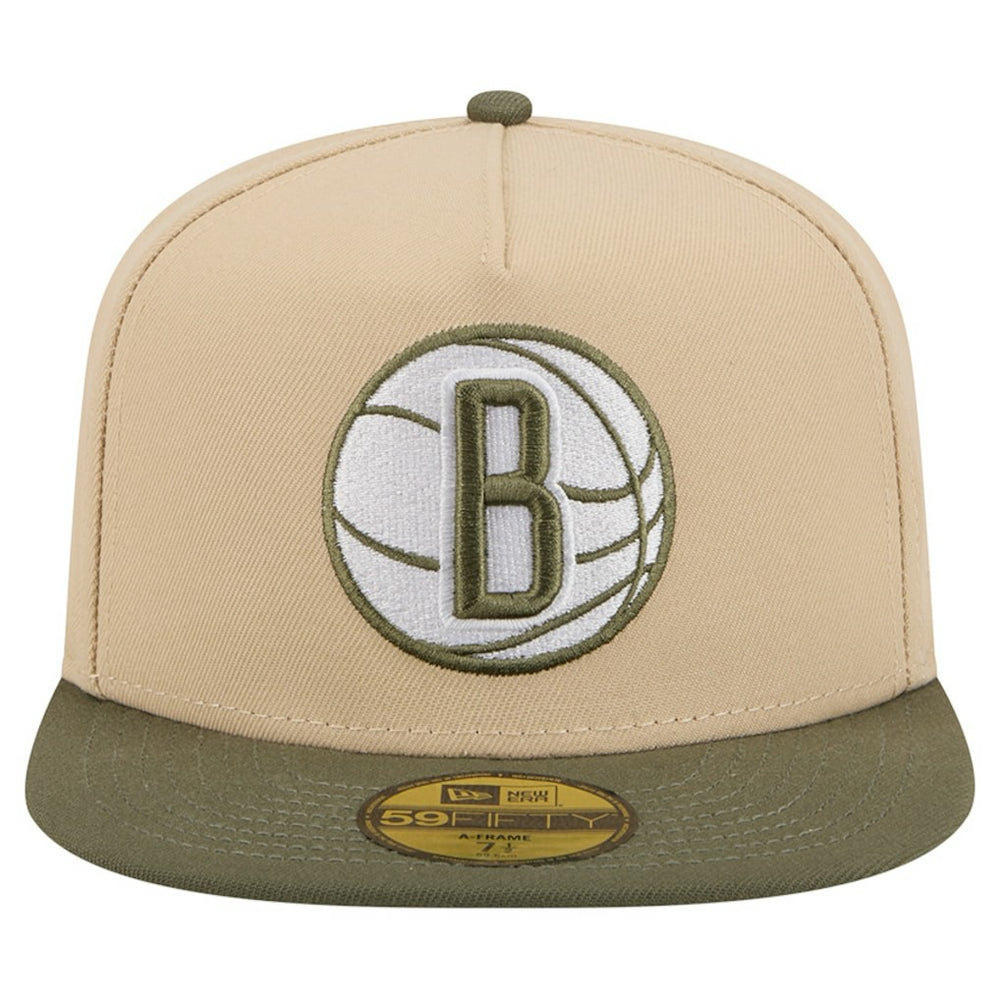 Brooklyn Nets Color Pack Two-Tone 59FIFTY A-Frame Fitted Hat Tan