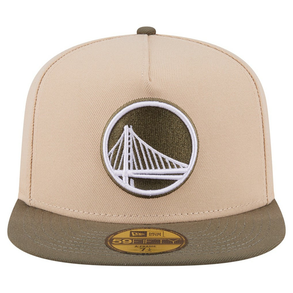 Golden State Warriors Color Pack Two-Tone 59FIFTY A-Frame Fitted Hat Tan