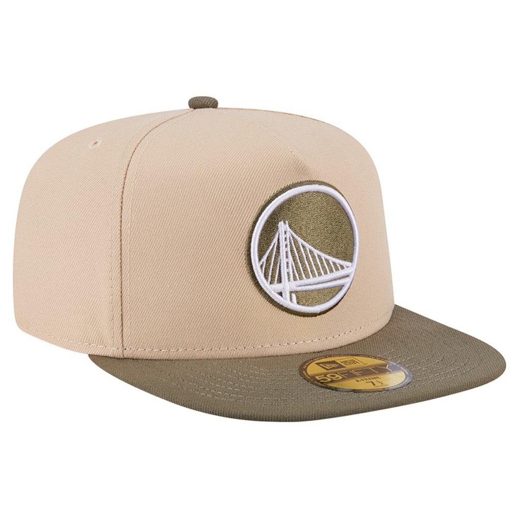 Golden State Warriors Color Pack Two-Tone 59FIFTY A-Frame Fitted Hat Tan