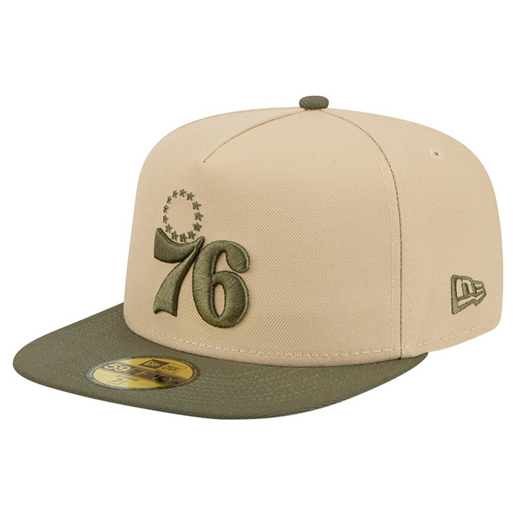 Philadelphia 76ers Color Pack Two-Tone 59FIFTY A-Frame Fitted Hat Tan