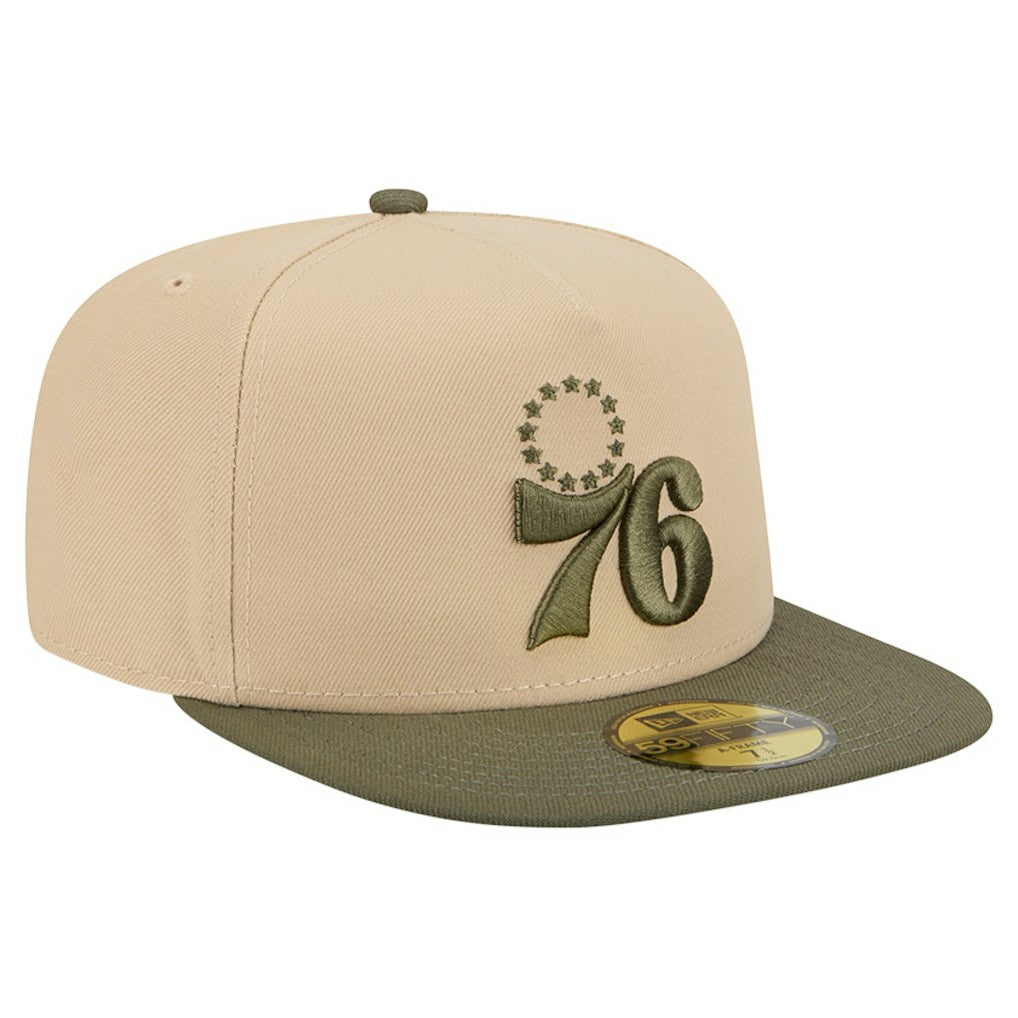 Philadelphia 76ers Color Pack Two-Tone 59FIFTY A-Frame Fitted Hat Tan