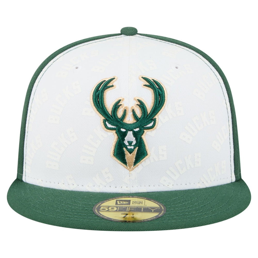 Milwaukee Bucks Repeat 59Fifty Fitted Hat White/Hunter Green