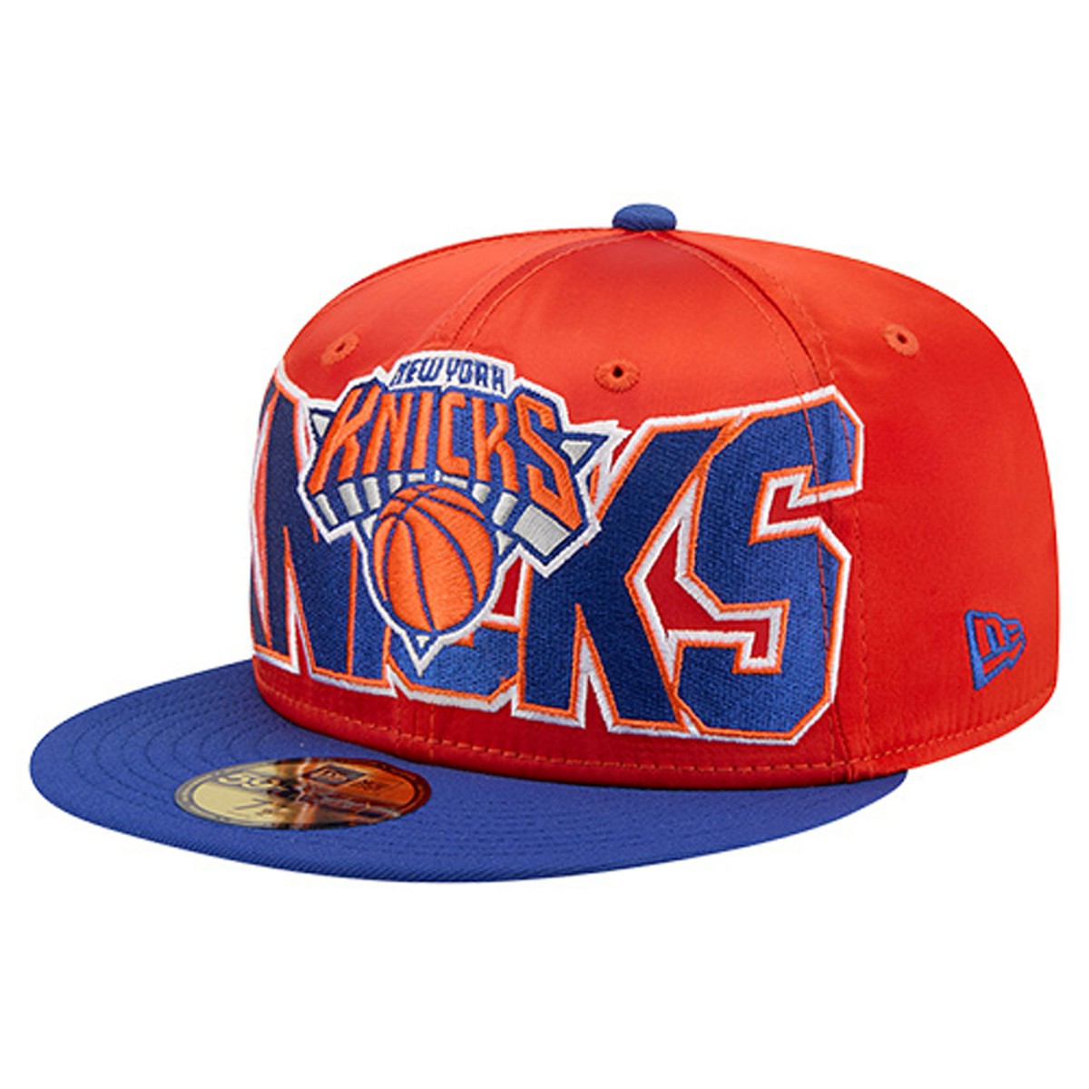 New York Knicks Satin Two-Tone 59FIFTY Fitted Hat Orange/Blue