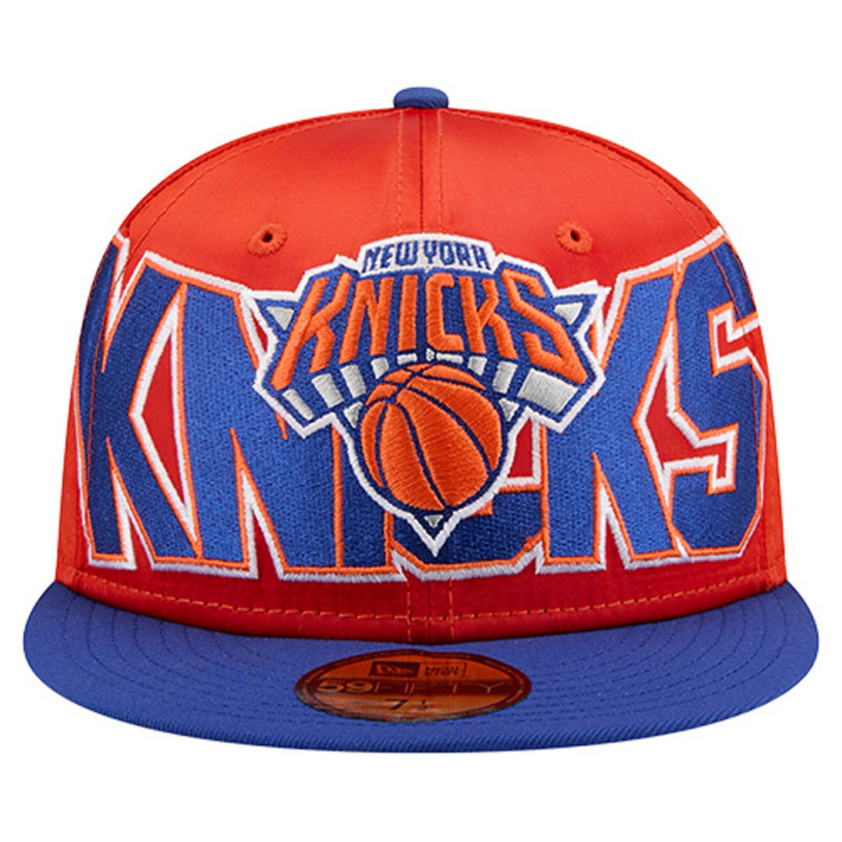 New York Knicks Satin Two-Tone 59FIFTY Fitted Hat Orange/Blue