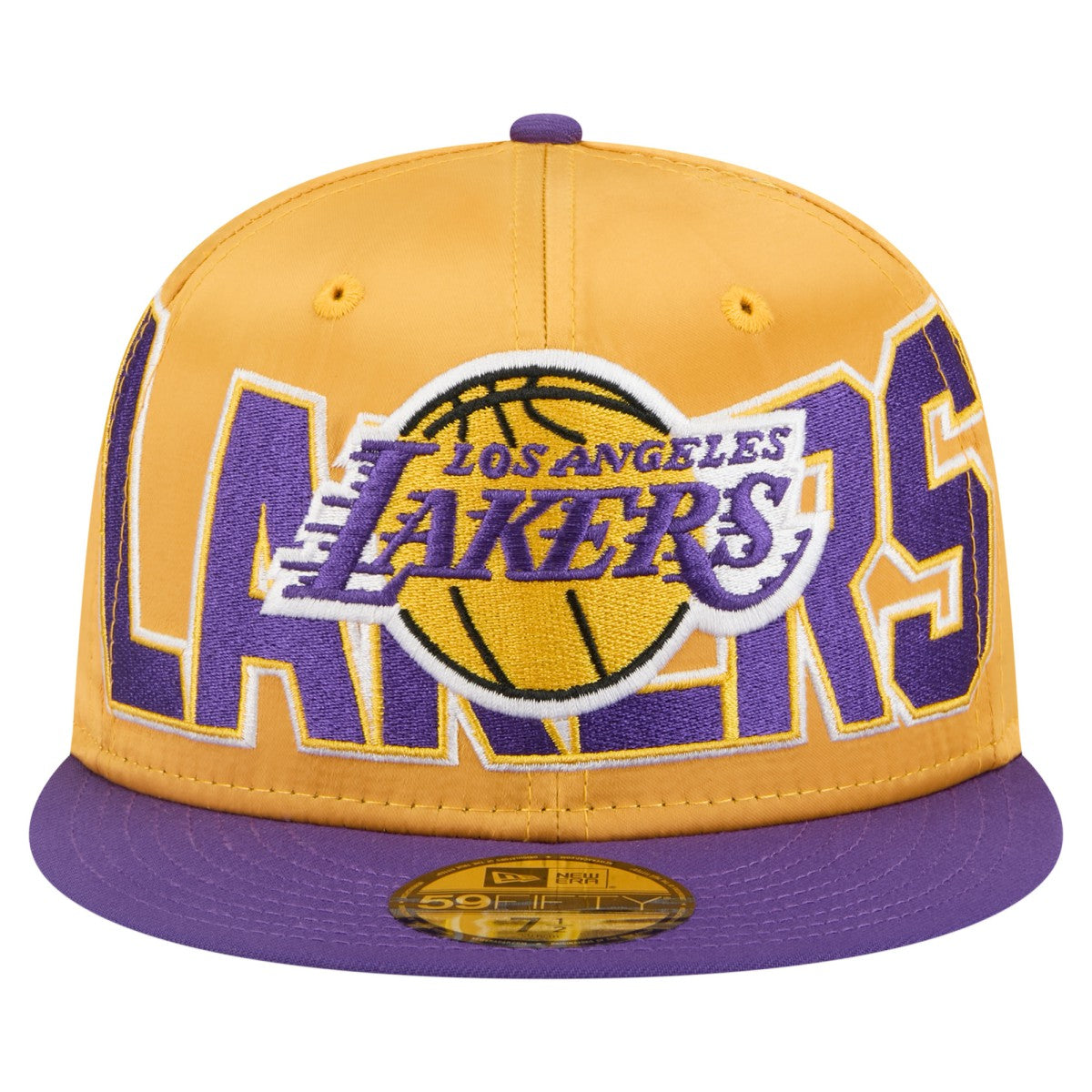 Los Angeles Lakers Satin Two-Tone 59FIFTY Fitted Hat Gold/Purple