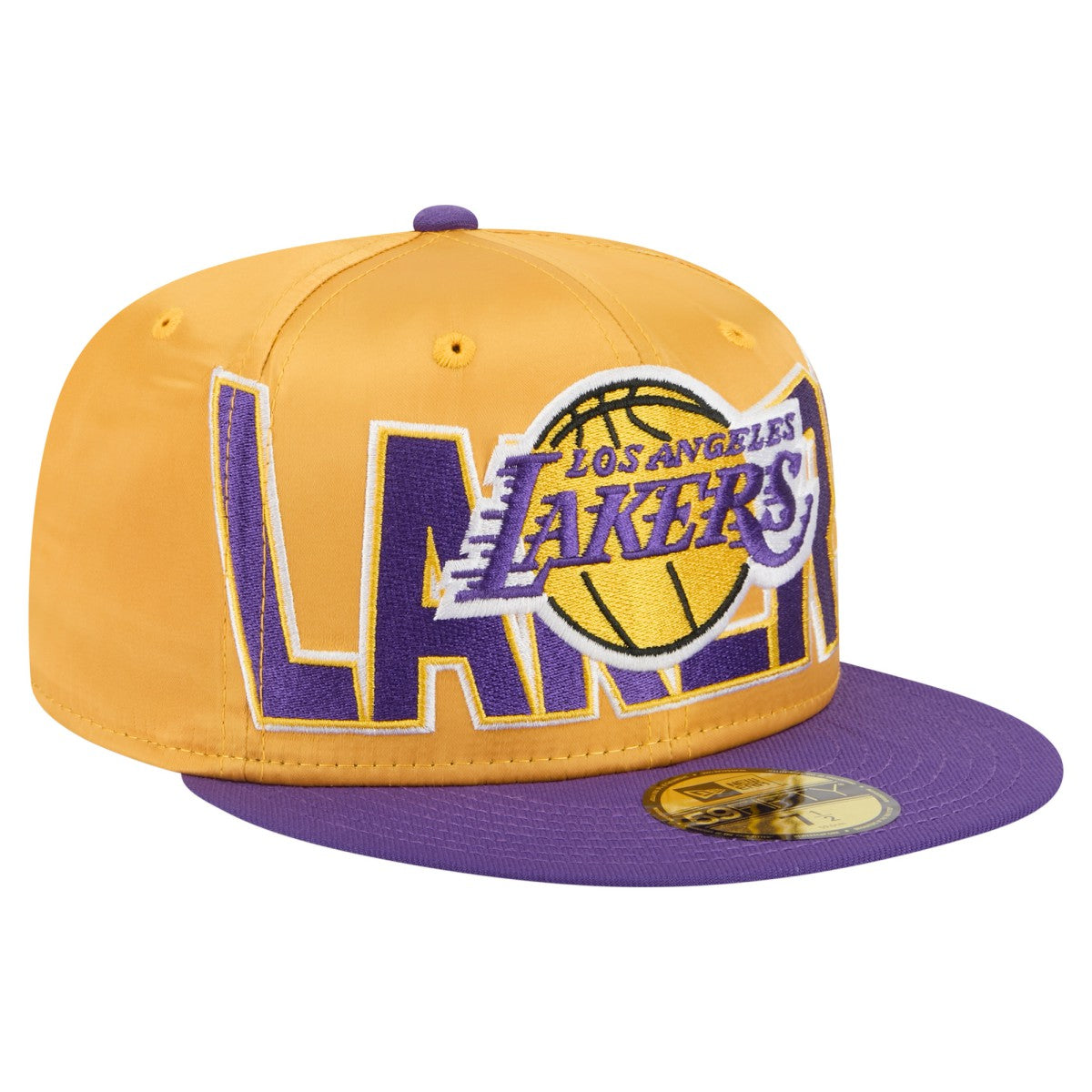 Los Angeles Lakers Satin Two-Tone 59FIFTY Fitted Hat Gold/Purple