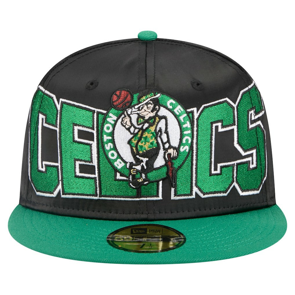 Boston Celtics Satin Two-Tone 59FIFTY Fitted Hat Black/Kelly Green