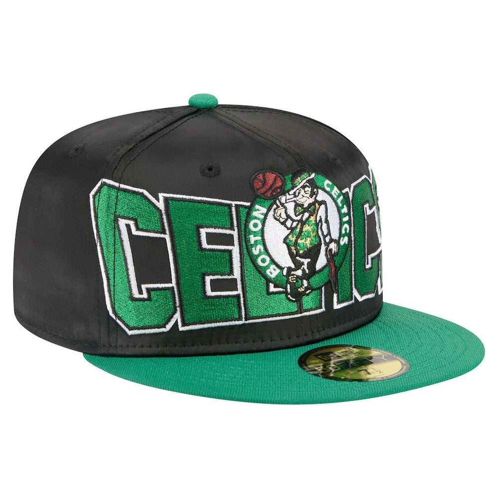 Boston Celtics Satin Two-Tone 59FIFTY Fitted Hat Black/Kelly Green