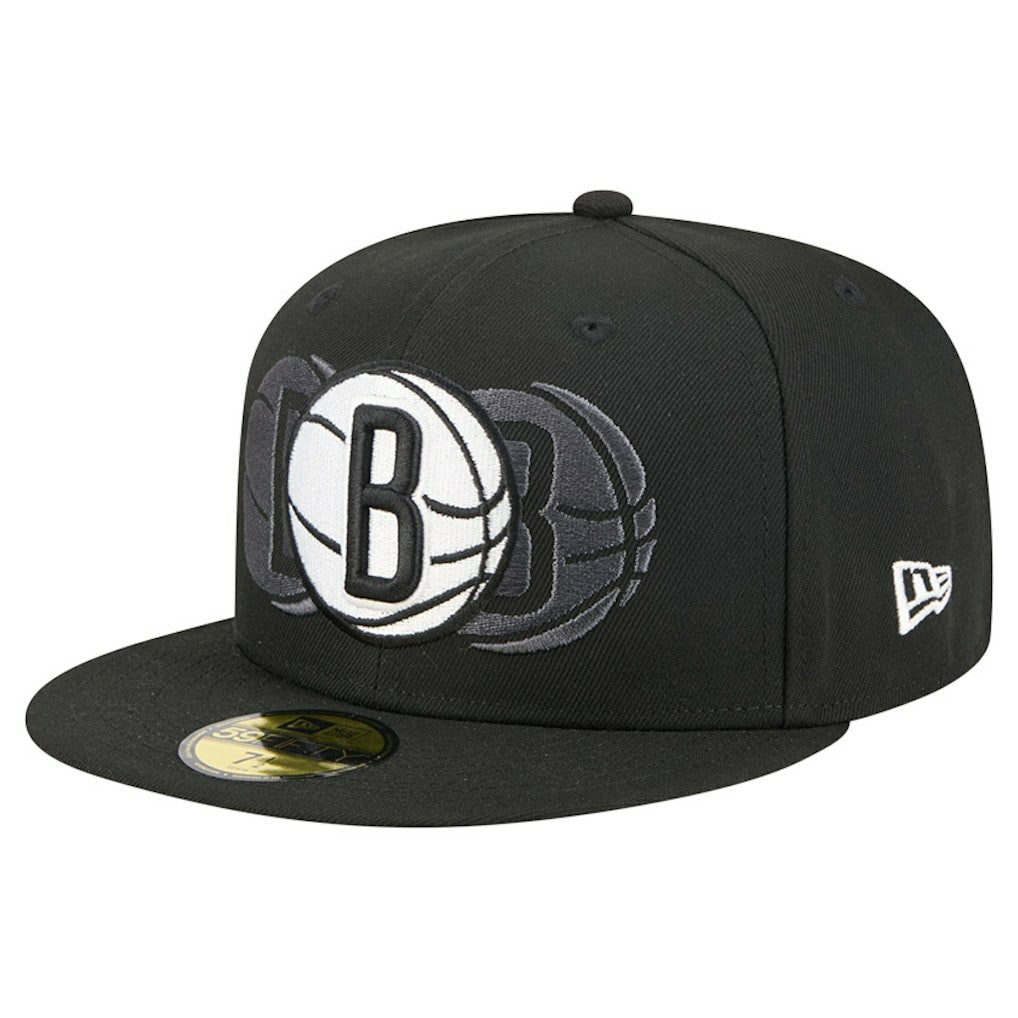 Brooklyn Nets Tri-Hit 59Fifty Fitted Hat Black