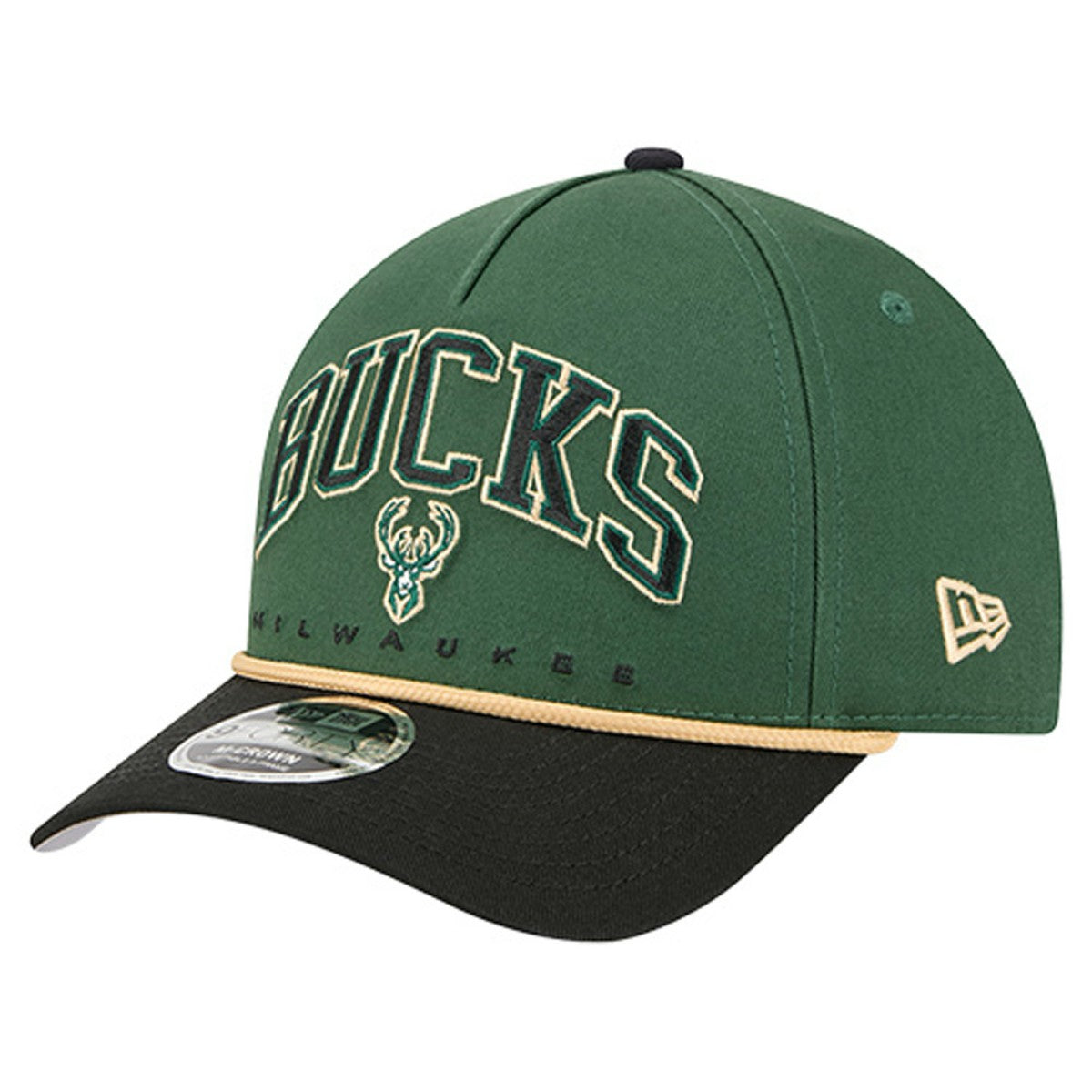 Milwaukee Bucks Bold Arch COOLERA 9FORTY A-Frame M-Crown Adjustable Hat Hunter Green