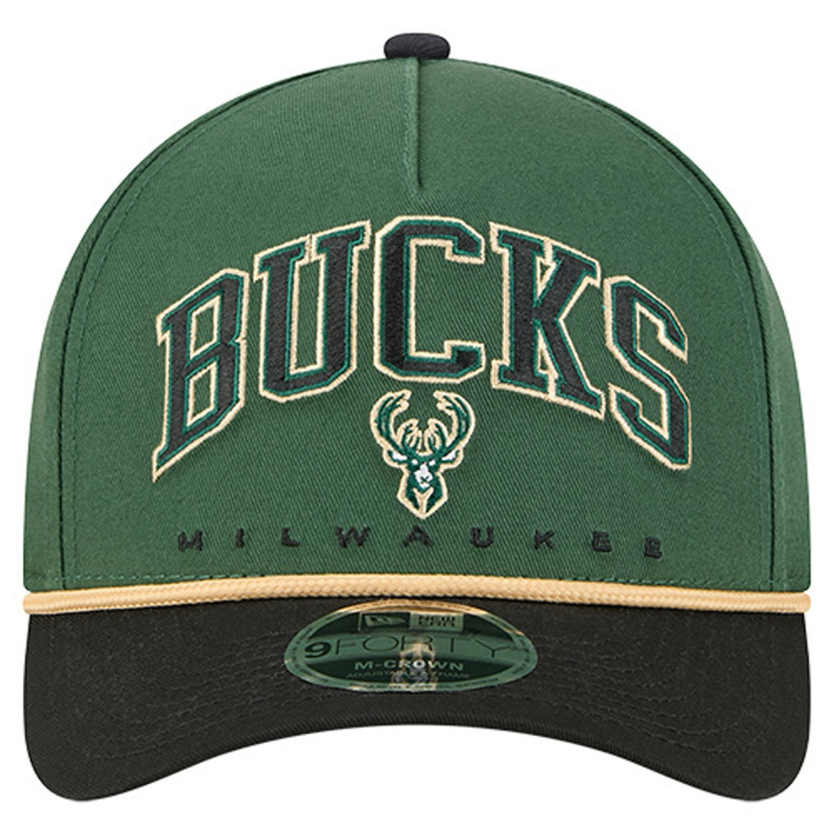 Milwaukee Bucks Bold Arch COOLERA 9FORTY A-Frame M-Crown Adjustable Hat Hunter Green
