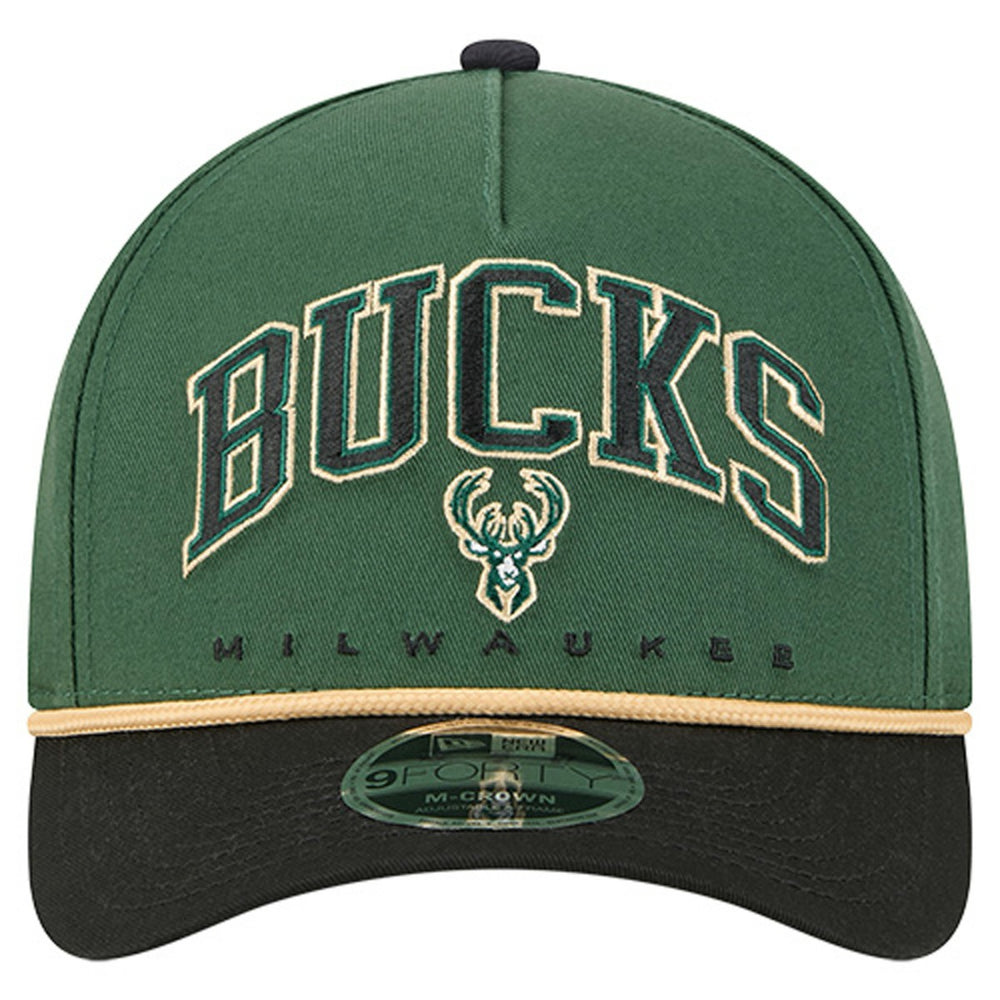 Milwaukee Bucks Bold Arch COOLERA 9FORTY A-Frame M-Crown Adjustable Hat Hunter Green