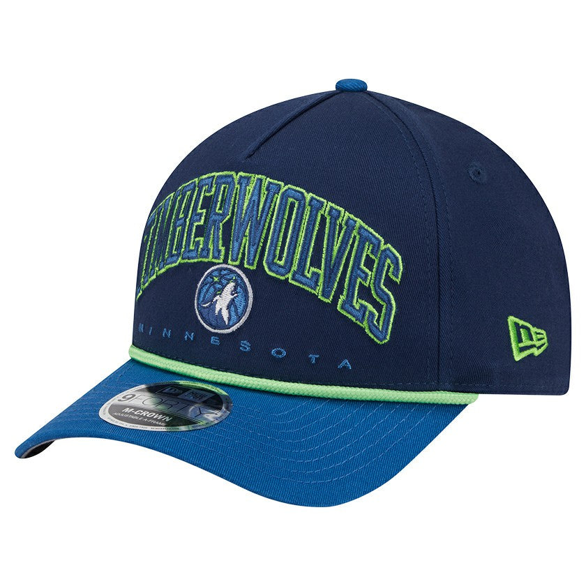 Minnesota Timberwolves Bold Arch COOLERA 9FORTY A-Frame M-Crown Adjustable Hat Navy