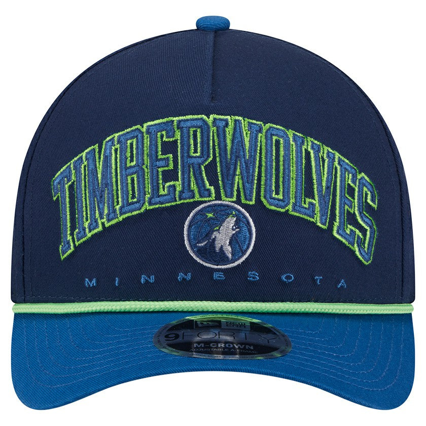 Minnesota Timberwolves Bold Arch COOLERA 9FORTY A-Frame M-Crown Adjustable Hat Navy