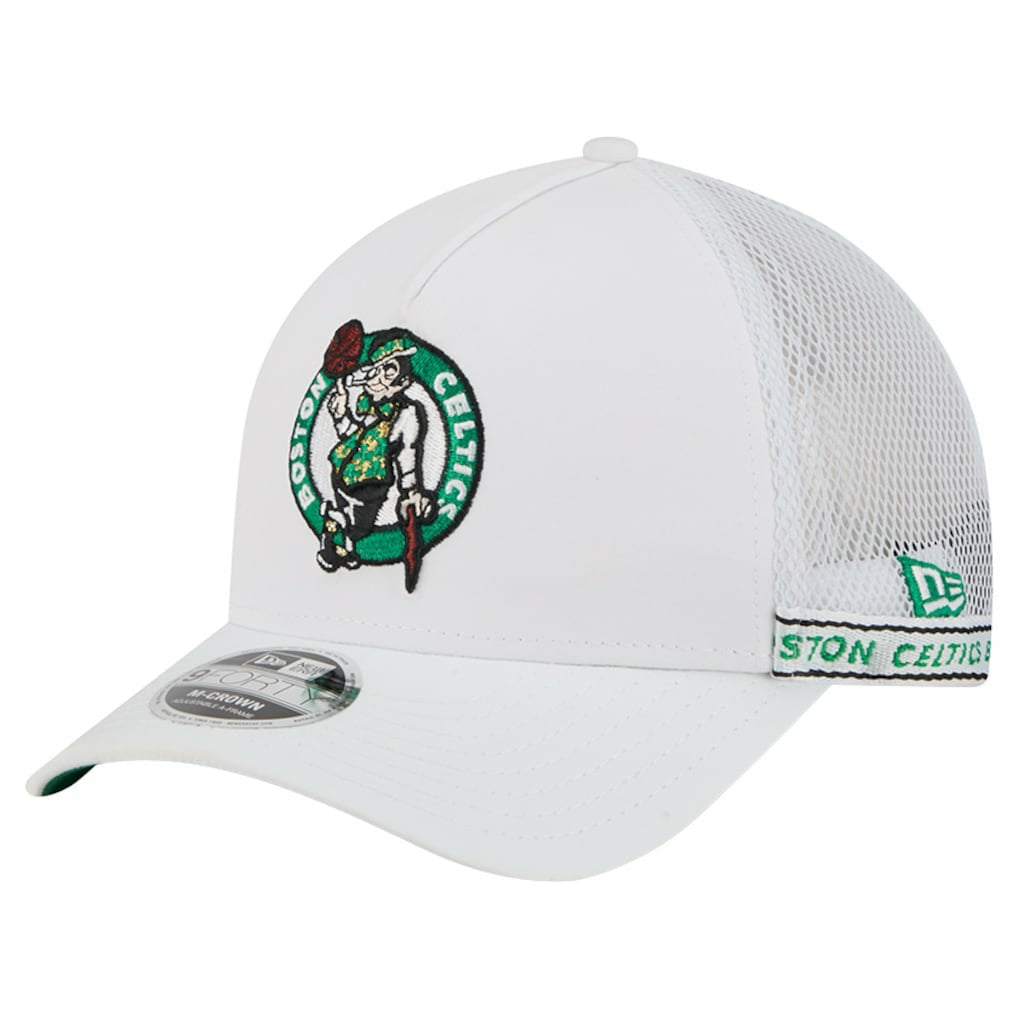 Boston Celtics Featherweight Team Tape 9FORTY M-Crown A-Frame Adjustable Hat White