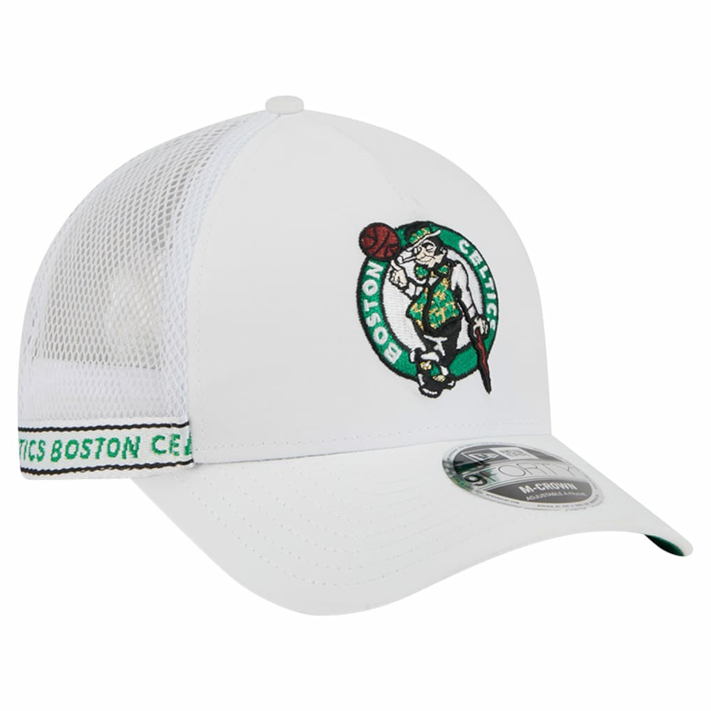 Boston Celtics Featherweight Team Tape 9FORTY M-Crown A-Frame Adjustable Hat White