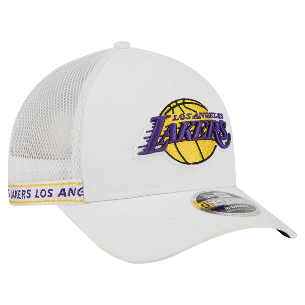 Los Angeles Lakers Featherweight Team Tape 9FORTY M-Crown A-Frame Adjustable Hat White