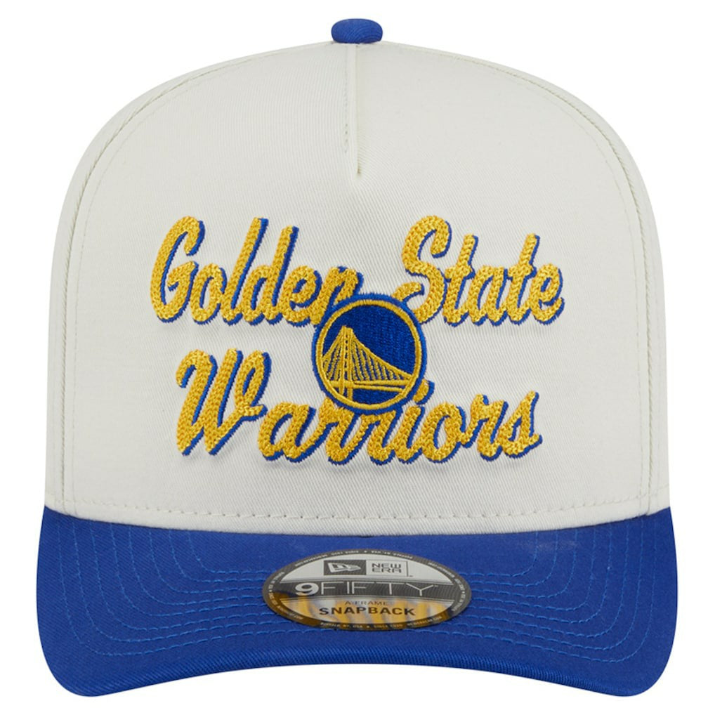 Golden State Warriors Chainstitch 9FIFTY A-Frame Snapback Hat Cream/Royal