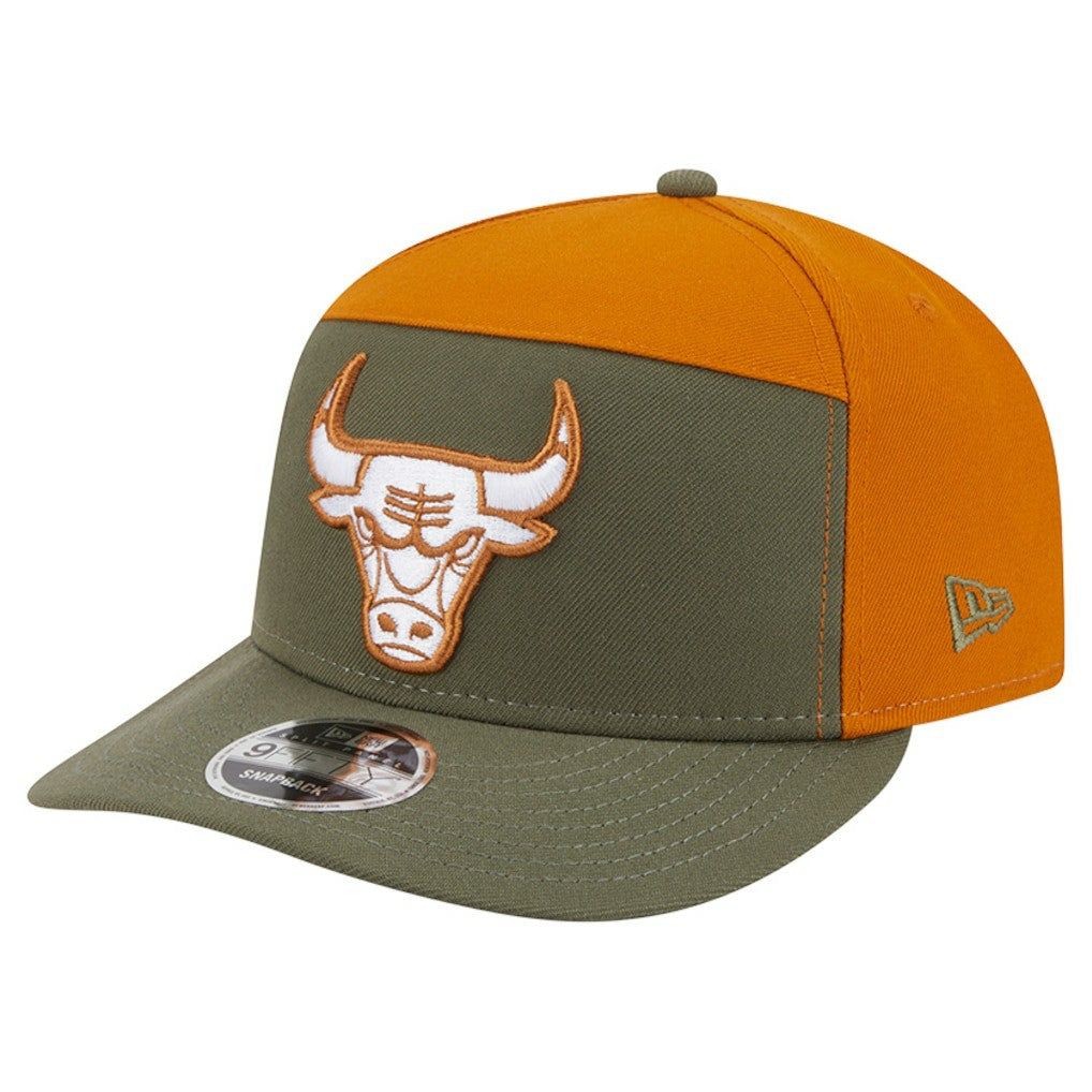 Chicago Bulls Two-Tone Color Pack Split Panel 9FIFTY Adjustable Hat Olive/Burnt Orange