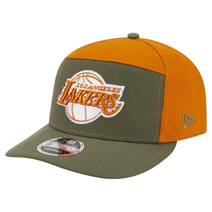 Los Angeles Lakers Two-Tone Color Pack Split Panel 9FIFTY Adjustable Hat Olive/Burnt Orange
