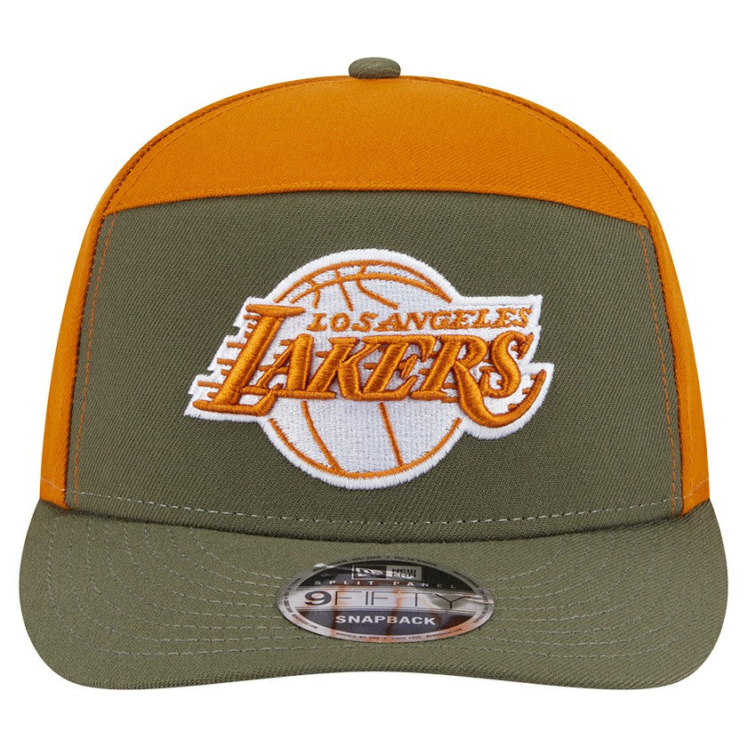 Los Angeles Lakers Two-Tone Color Pack Split Panel 9FIFTY Adjustable Hat Olive/Burnt Orange