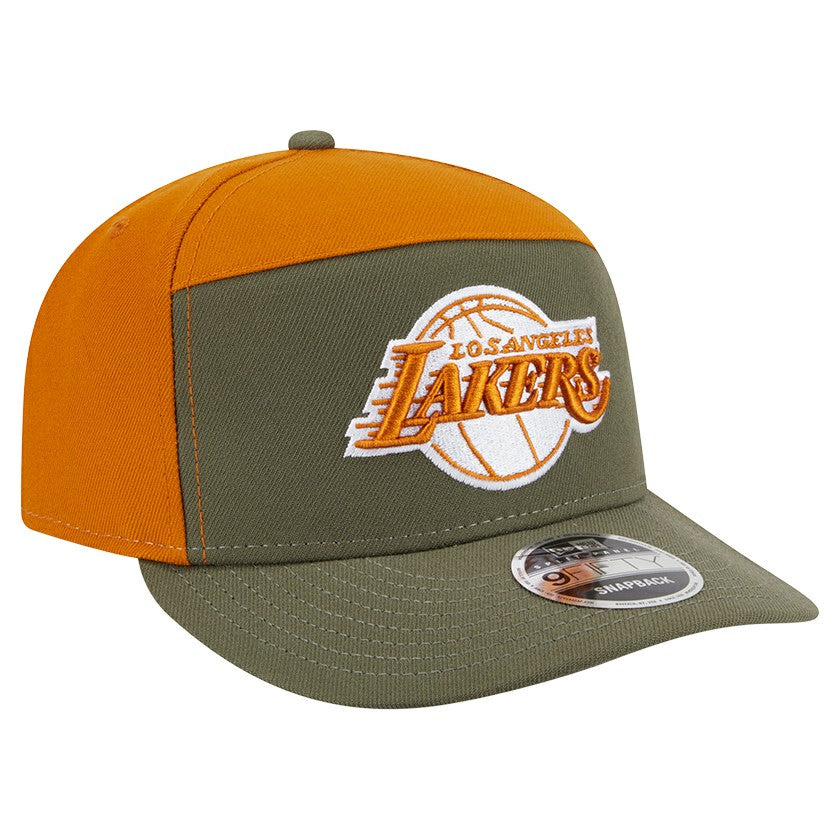 Los Angeles Lakers Two-Tone Color Pack Split Panel 9FIFTY Adjustable Hat Olive/Burnt Orange