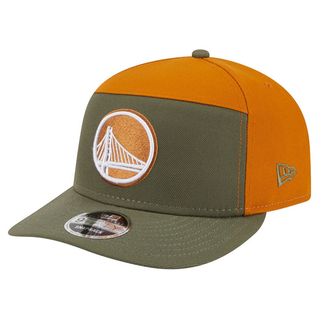 Golden State Warriors Two-Tone Color Pack Split Panel 9FIFTY Adjustable Hat Olive/Burnt Orange