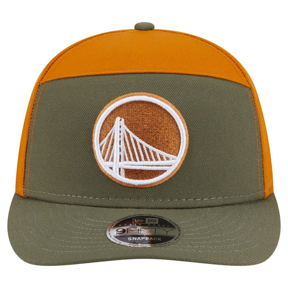 Golden State Warriors Two-Tone Color Pack Split Panel 9FIFTY Adjustable Hat Olive/Burnt Orange