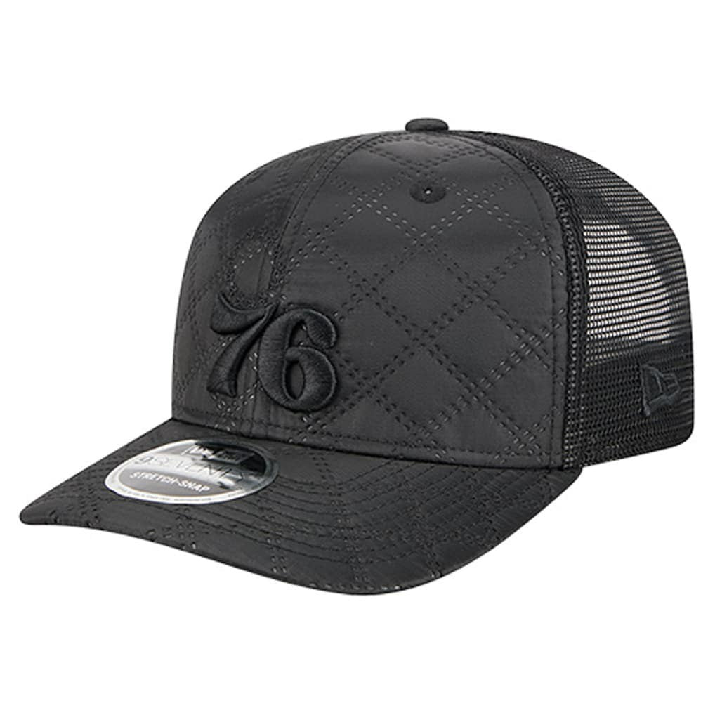 Philadelphia 76ers Quilted 9SEVENTY Trucker Adjustable Hat Black
