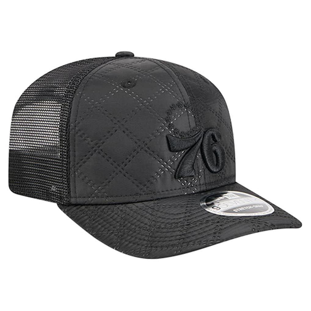 Philadelphia 76ers Quilted 9SEVENTY Trucker Adjustable Hat Black