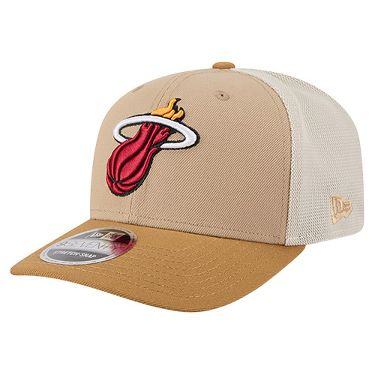 Miami Heat Two-Tone 9SEVENTY Adjustable Trucker Hat Tan/Light Brown