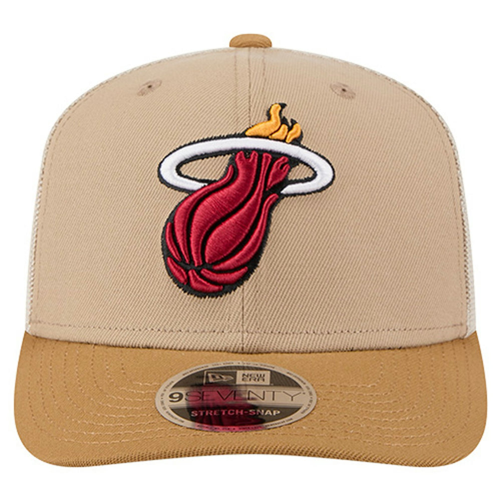Miami Heat Two-Tone 9SEVENTY Adjustable Trucker Hat Tan/Light Brown