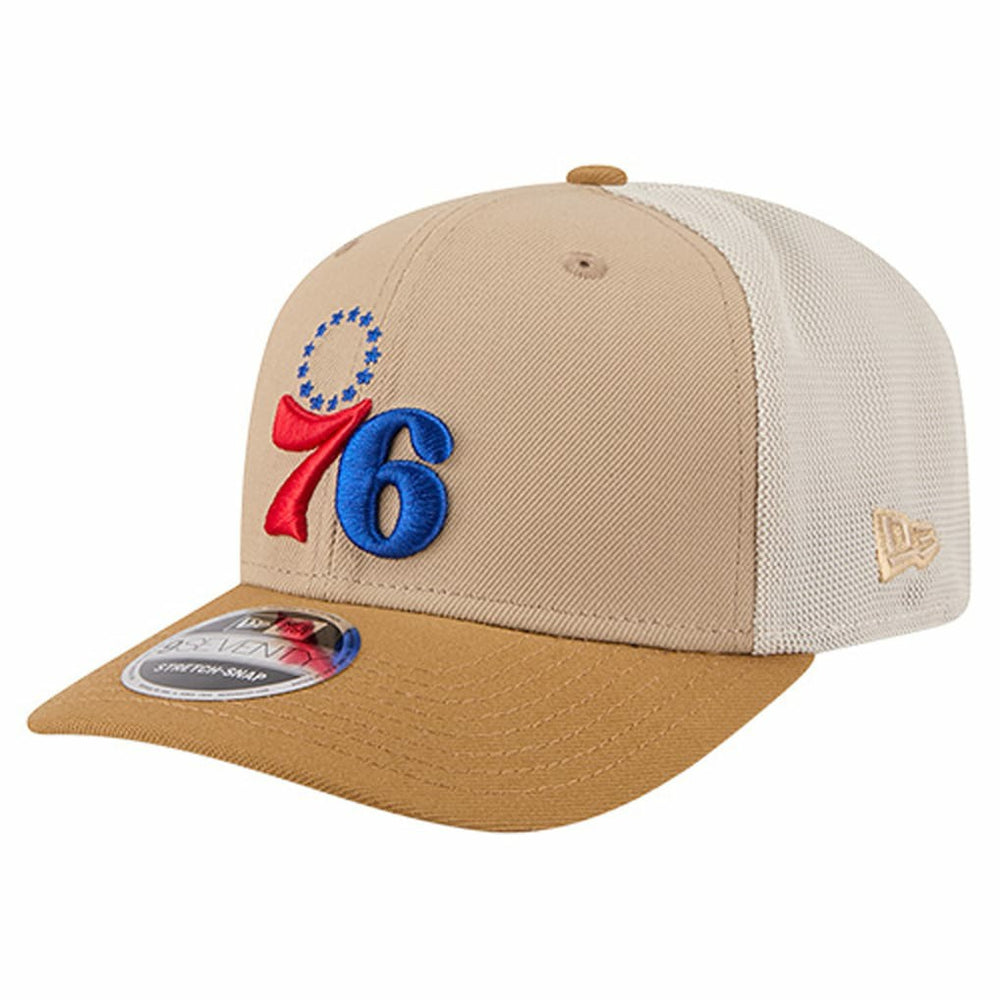 Philadelphia 76ers Two-Tone 9SEVENTY Adjustable Trucker Hat Tan/Light Brown