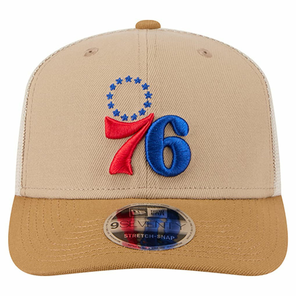 Philadelphia 76ers Two-Tone 9SEVENTY Adjustable Trucker Hat Tan/Light Brown