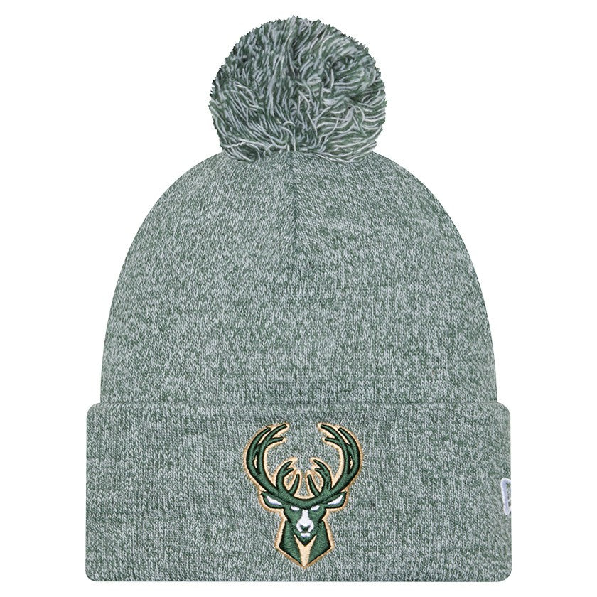 Milwaukee Bucks Marled Cuffed Knit Hat with Pom Hunter Green