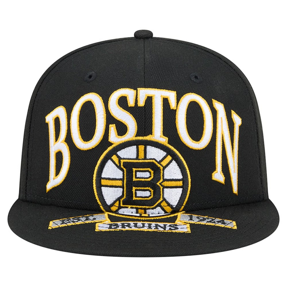 NHL Boston Bruins New Era Oversized Vintage Arch 59Fifty Fitted Hat - Black