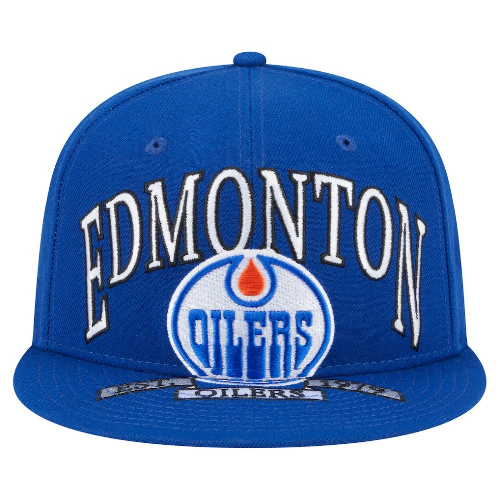 NHL Edmonton Oilers New Era Oversized Vintage Arch 59Fifty Fitted Hat - Royal