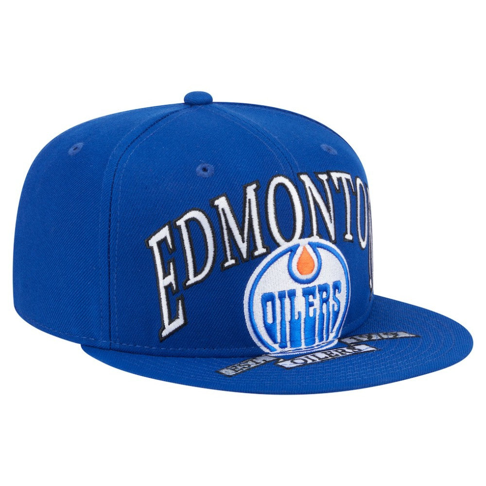 NHL Edmonton Oilers New Era Oversized Vintage Arch 59Fifty Fitted Hat - Royal