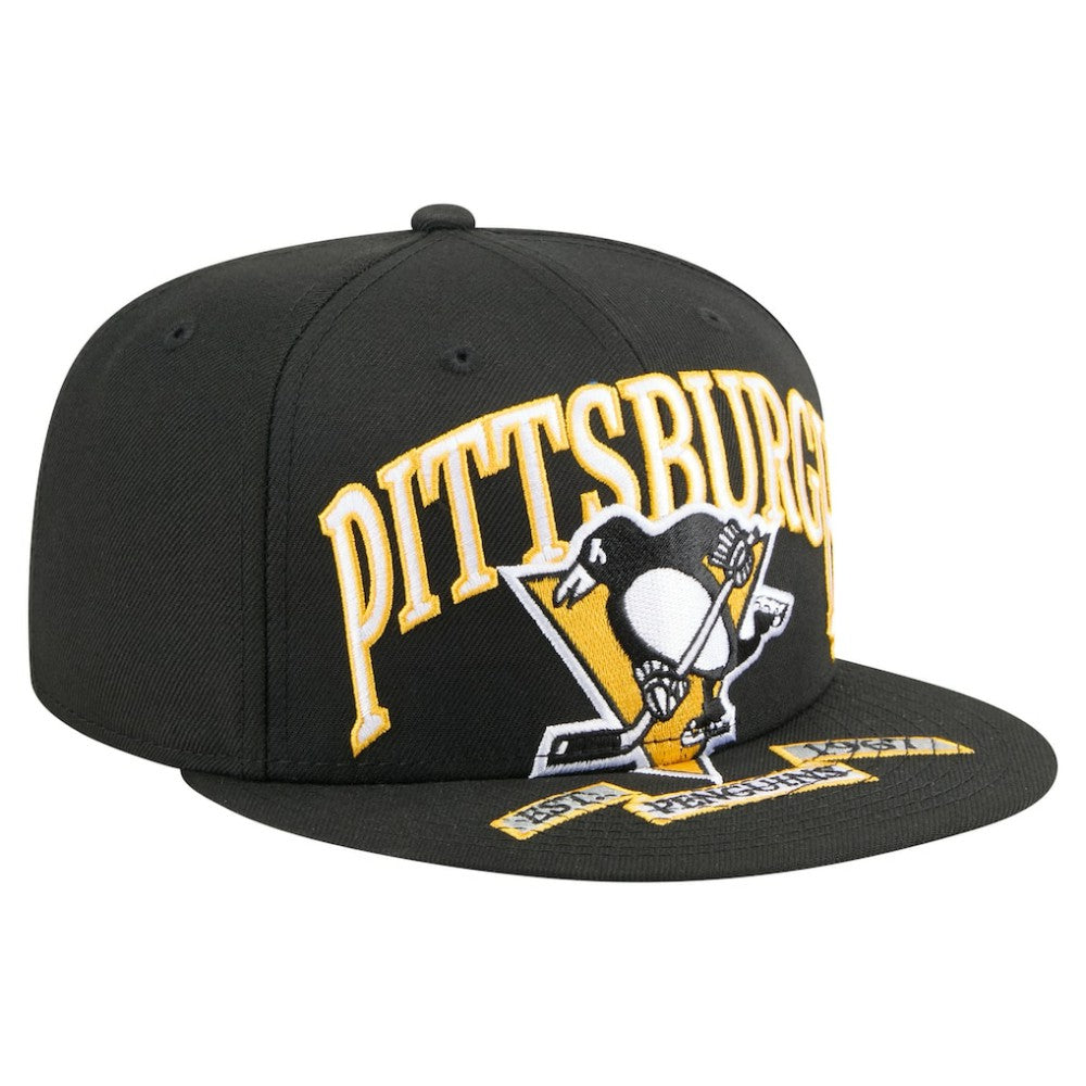 NHL Pittsburgh Penguins New Era Oversized Vintage Arch 59Fifty Fitted Hat - Black