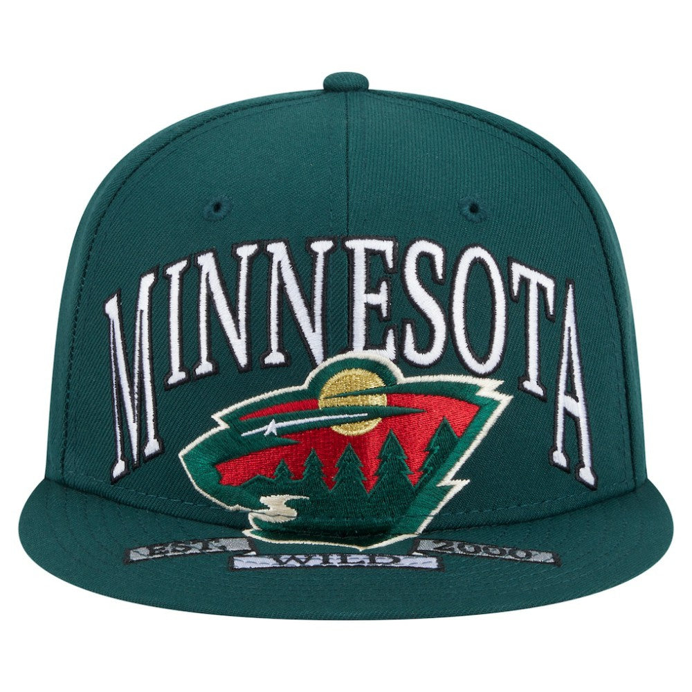 NHL Minnesota Wild New Era Oversized Vintage Arch 59Fifty Fitted Hat - Green