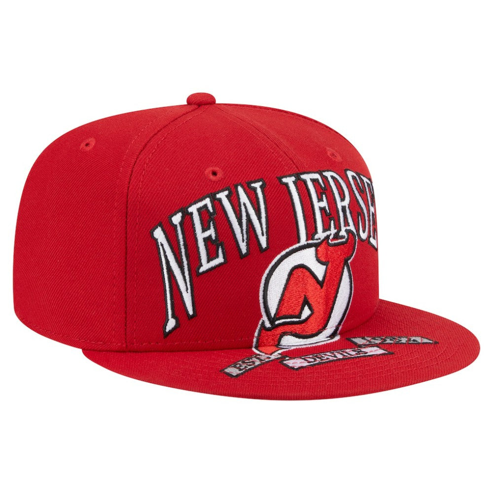 NHL New Jersey Devils New Era Oversized Vintage Arch 59Fifty Fitted Hat - Red
